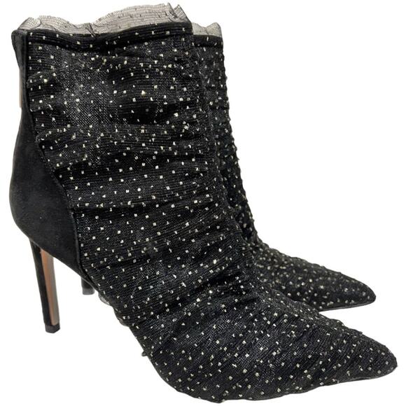 Sam Edelman Farren Black and Gold Ankle Boots - Picture 1 of 11